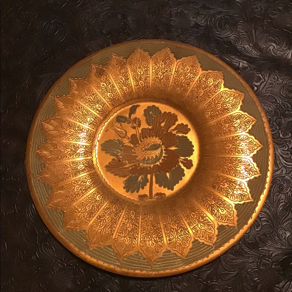 Vintage Etched Metal Plate